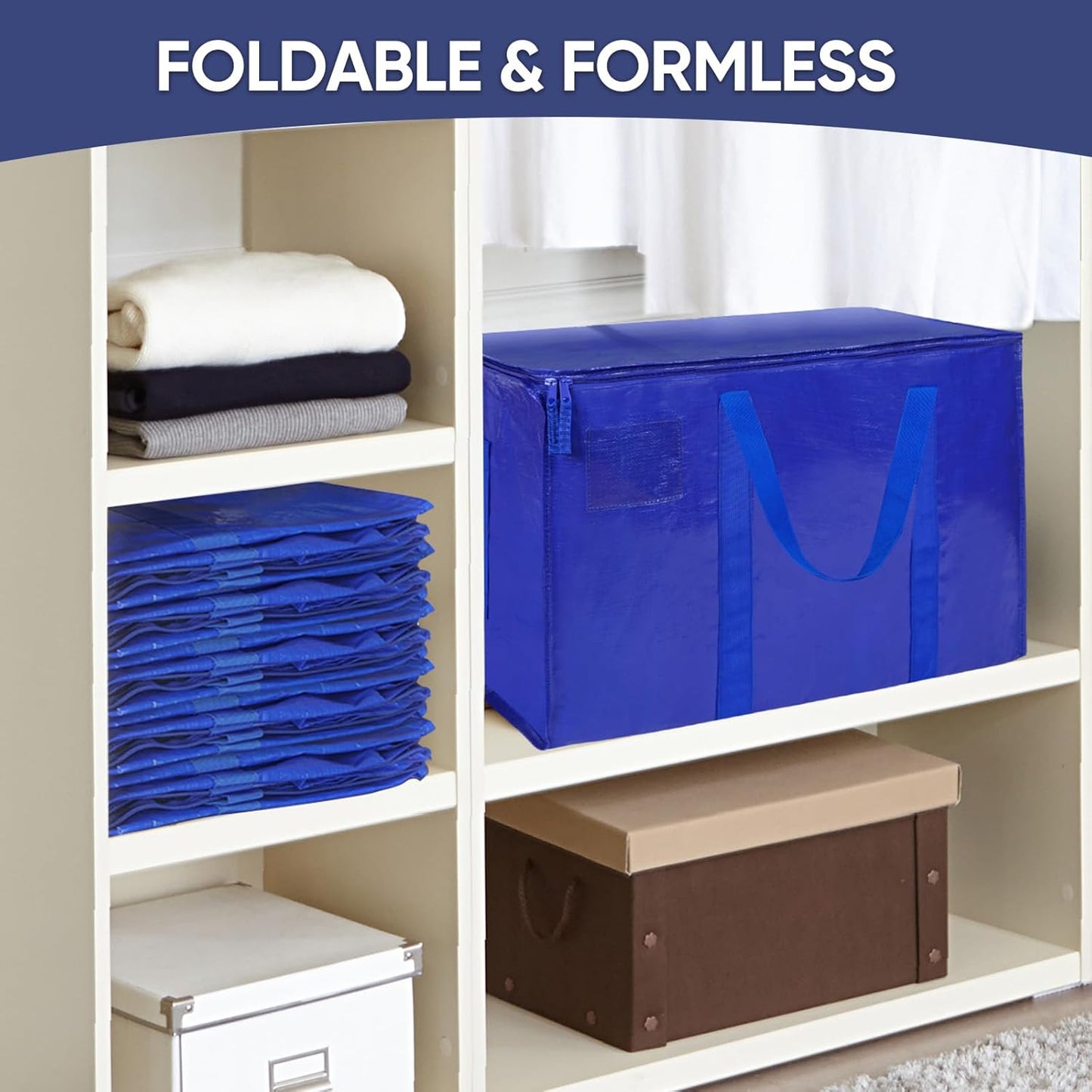 TICONN 6-Pack Extra Large Moving Bags with Zippers & Handles – Heavy-Duty Waterproof Storage Totes (24-Gallon)