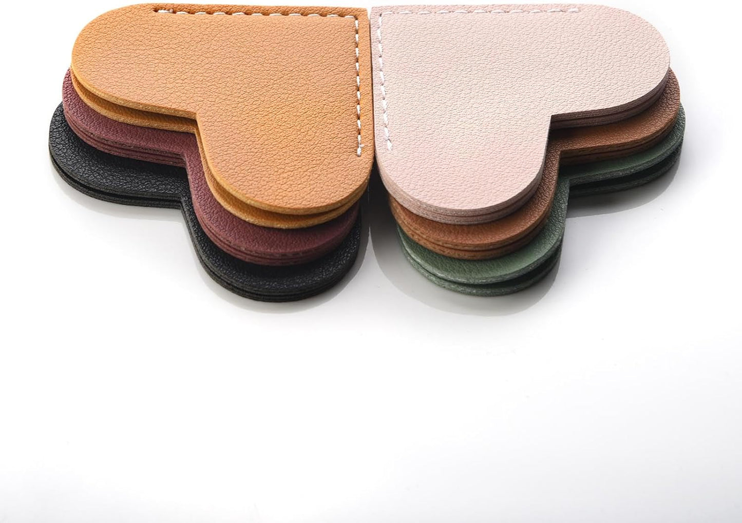 Leather Heart Bookmarks - Winjeto 6 Pieces Cute Corner Page Book Marks for Teachers Students Book Reading Lovers, for School Office Home Supplies (Heart(6pcs))