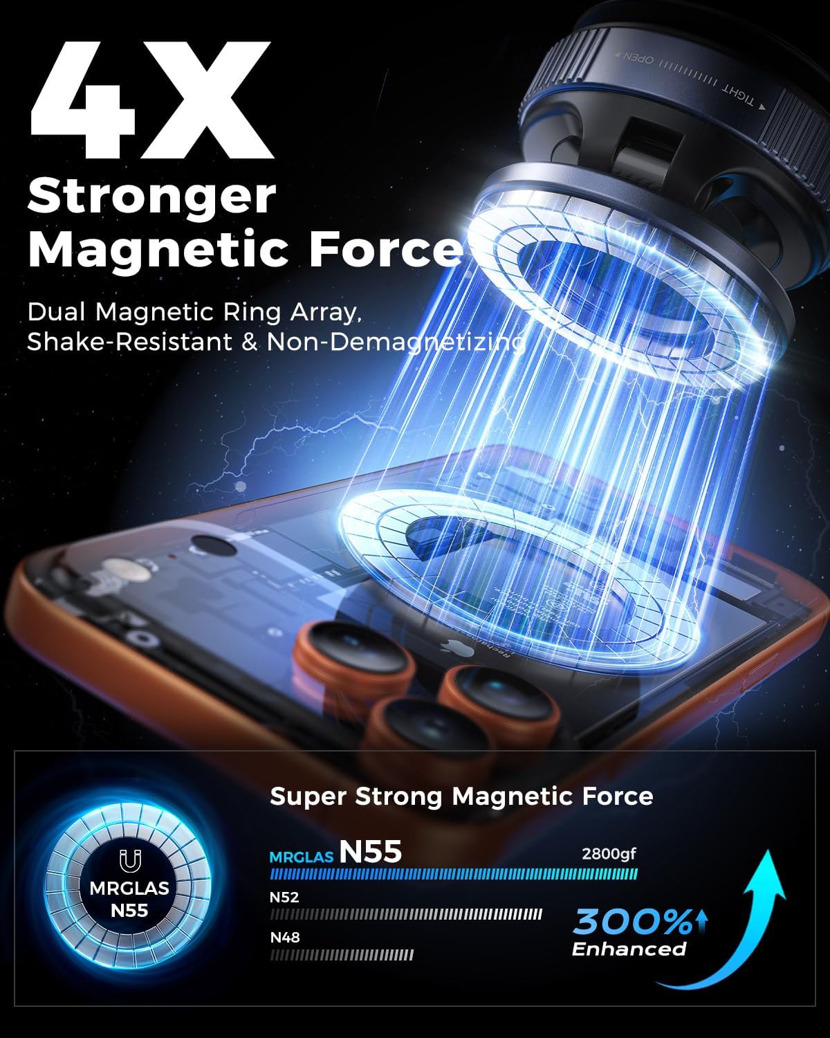 MRGLAS 2026 Upgraded Vacuum Magnetic Phone Holders for Your Car 360° Adjustable Absorption Magnetic Bracket 98LBS Magsafe Suction Cup Phone Mount for iPhone 17 Car Truck Accessories for Men Women