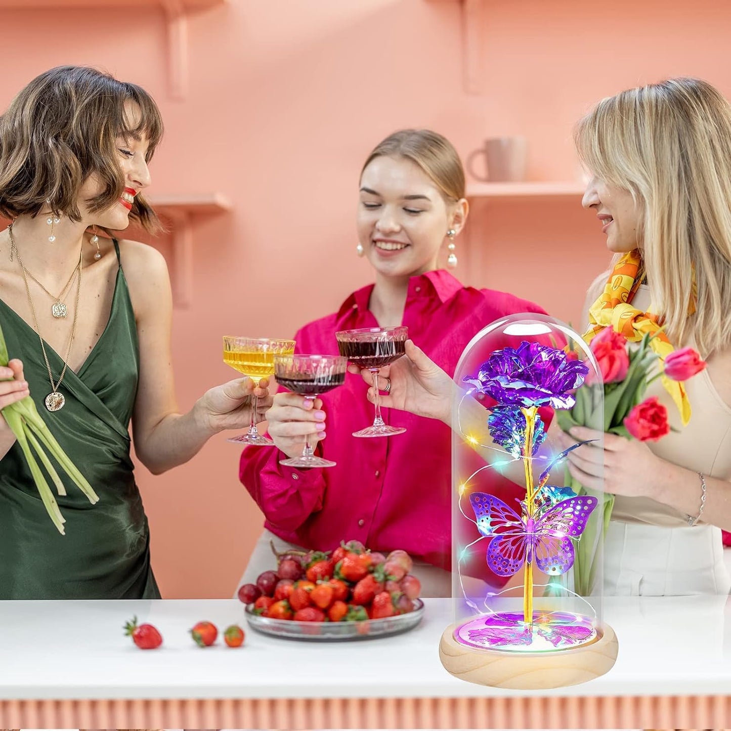 Valentines Day Rose Gifts for Her,Valentines Day Flowers Gifts for Mom Women Girlfriend,Birthday Gifts for Women,Valentines Gifts for Wife,Purple Butterfly Rose Gifts for Valentine's Day Anniversary