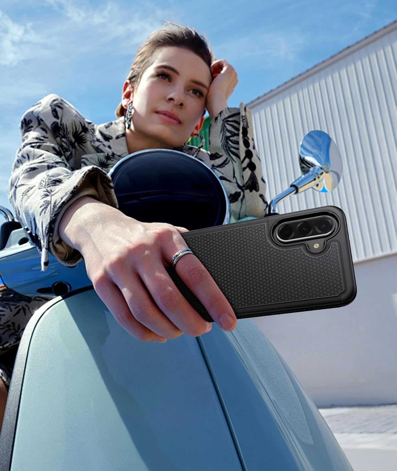 FNTCASE for Samsung Galaxy A16-5G Case: Dual Layer Protective Heavy Duty Cell Phone Cover with Non Slip Textured Back - Shockproof Rugged Military Grade Drop Protection Bumper Tough Black