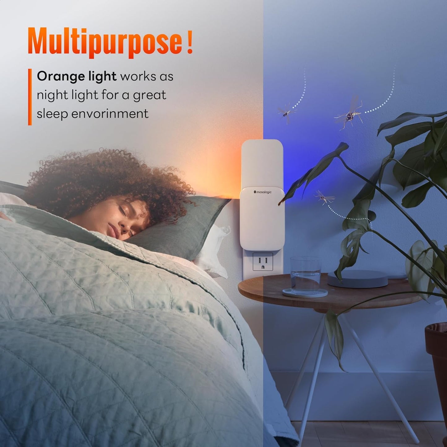 Mosalogic Fruit Fly Traps for Indoors Gnat Trap for House Indoor-600 Sqft Protection Area UV Fly Insect Trapper for Fruit Flies,Gnat,Mosquito,and Other Flying Insect Plug in Bug Killer White