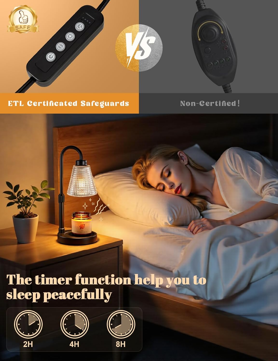 Candle Warmer Lamp with Timer, Dimmable Candle Warmer for Jar Candles, Height Adjustable Wax Melts Warmer, Birthday Gifts for Women Mom, House Warming Gifts New Home Decor