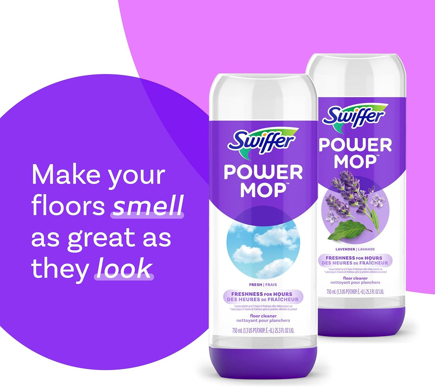 Swiffer PowerMop Floor Cleaning Solution with Fresh Scent, PowerMop Refills, Floor Cleaner for Mopping, 25.3 fl oz, 2 Pack