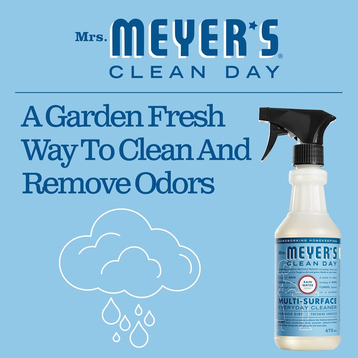 MRS. MEYER'S CLEAN DAY Multi-Surfaace Everyday Cleaner, Rain Water Scent, 16 Ounce Bottle