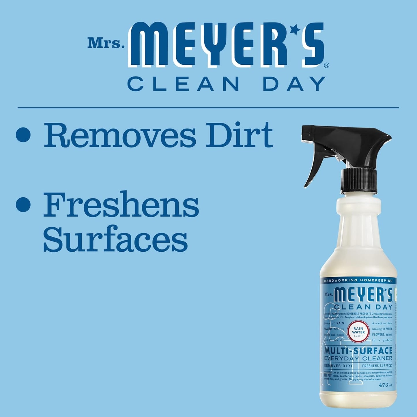 MRS. MEYER'S CLEAN DAY Multi-Surfaace Everyday Cleaner, Rain Water Scent, 16 Ounce Bottle
