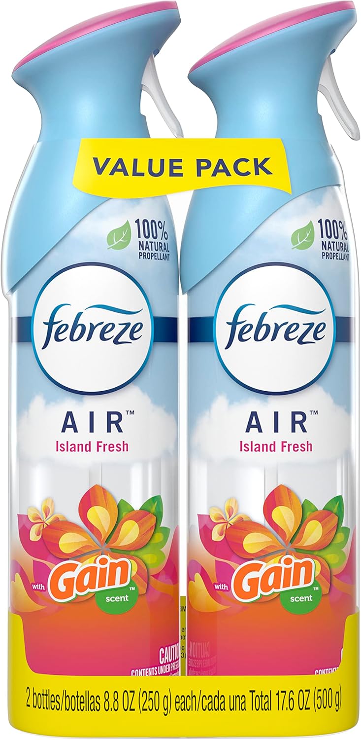 Febreze Air Mist Air Freshener Spray, Odor-Fighting Room Spray, Air Fresheners for Home and Bathroom and Kitchen, Aerosol Can, Gain Island Fresh Scent, 8.8oz, 2 Count