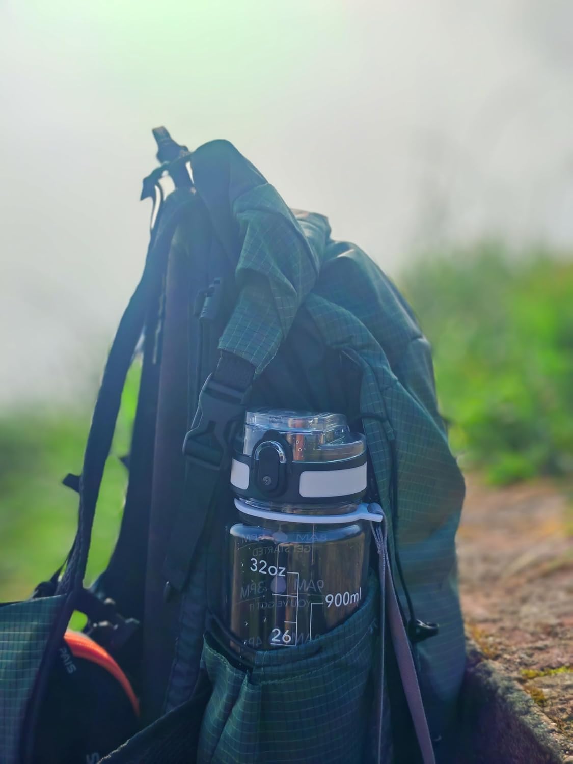 OLDLEY Water Bottle, 32oz Motivational Sports Water Bottle with Time Marker - Times to Drink - Tritan, BPA Free, Wide Mouth Leakproof, Clear (1 Bottle)