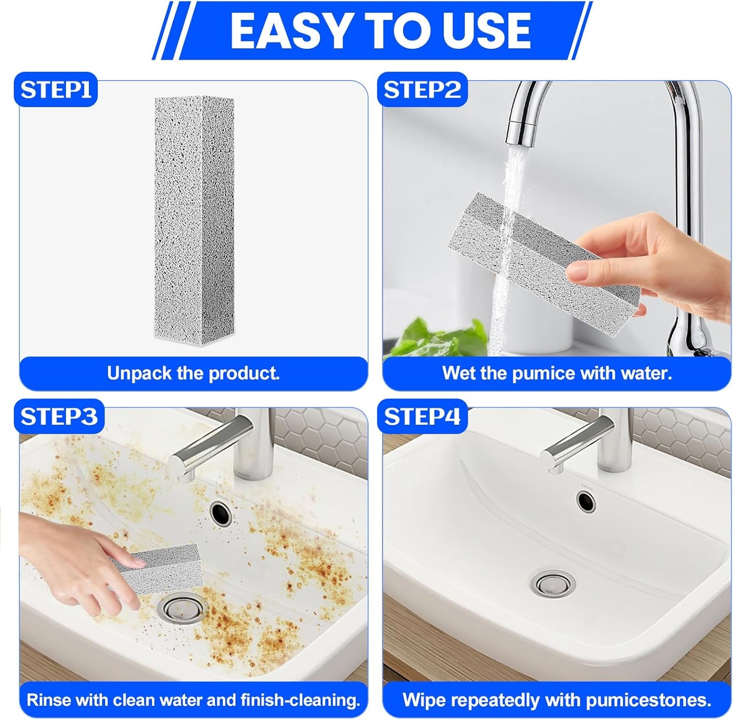 6 Pack Pumice Stone Toilet Bowl Cleaner, Pumice Stone for Cleaning, Powerfully Cleans Toilets, Bathtubs, Grills, Swimming Pools, Sinks