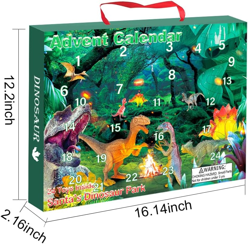 Christmas Advent Calendar 2025 Realistic Dinosaur Figurine Décor Xmas 24 Days Countdown Calendar Christmas Gift For Boys and Girls