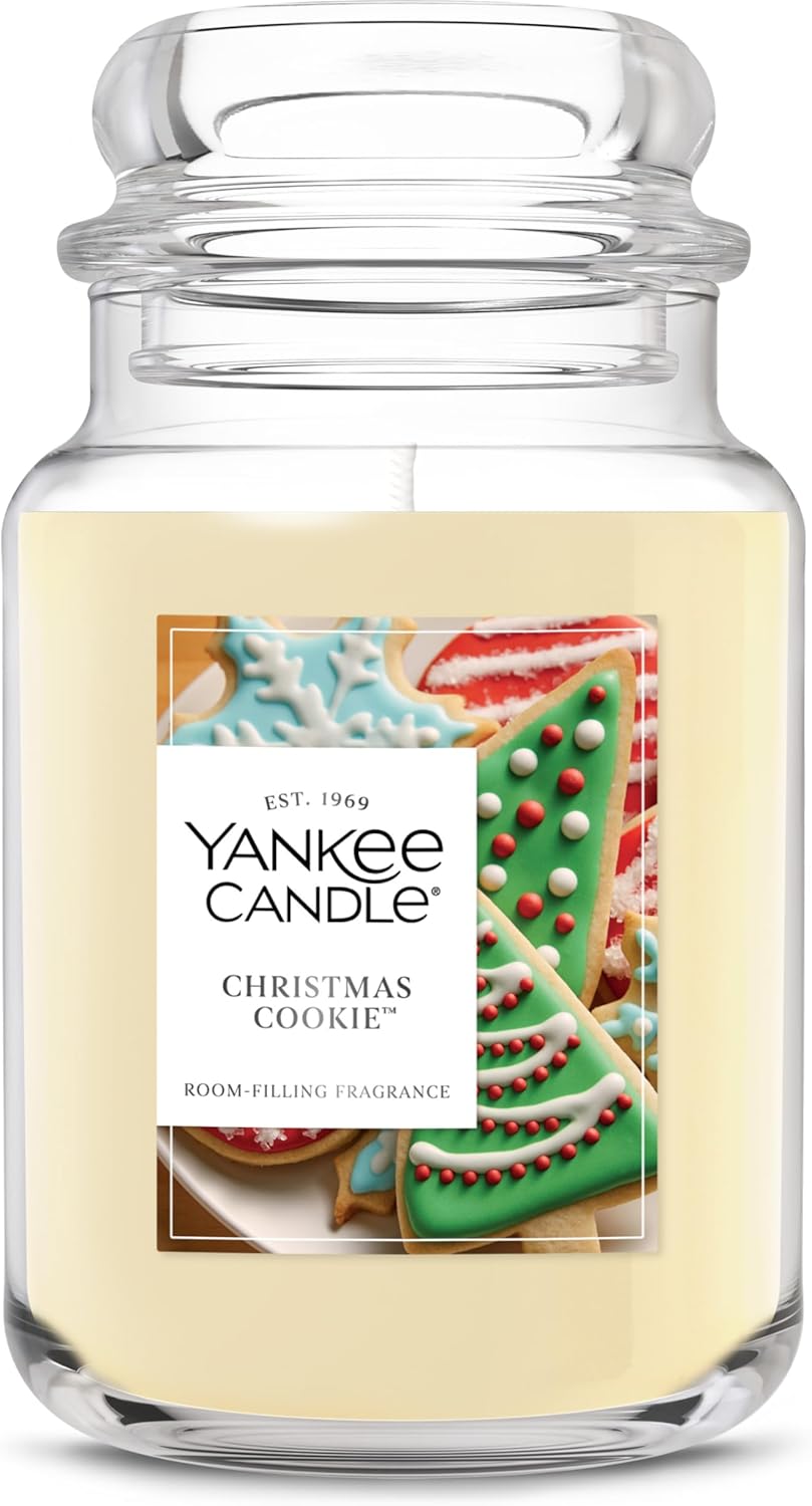 Yankee Candle Large Jar Scented Candle with up to 150 Hour Burn Time, Premium Plant Wax Blend for Consistent Burn, 22 oz Jar Candle with Room Filling Fragrance, Christmas Cookie