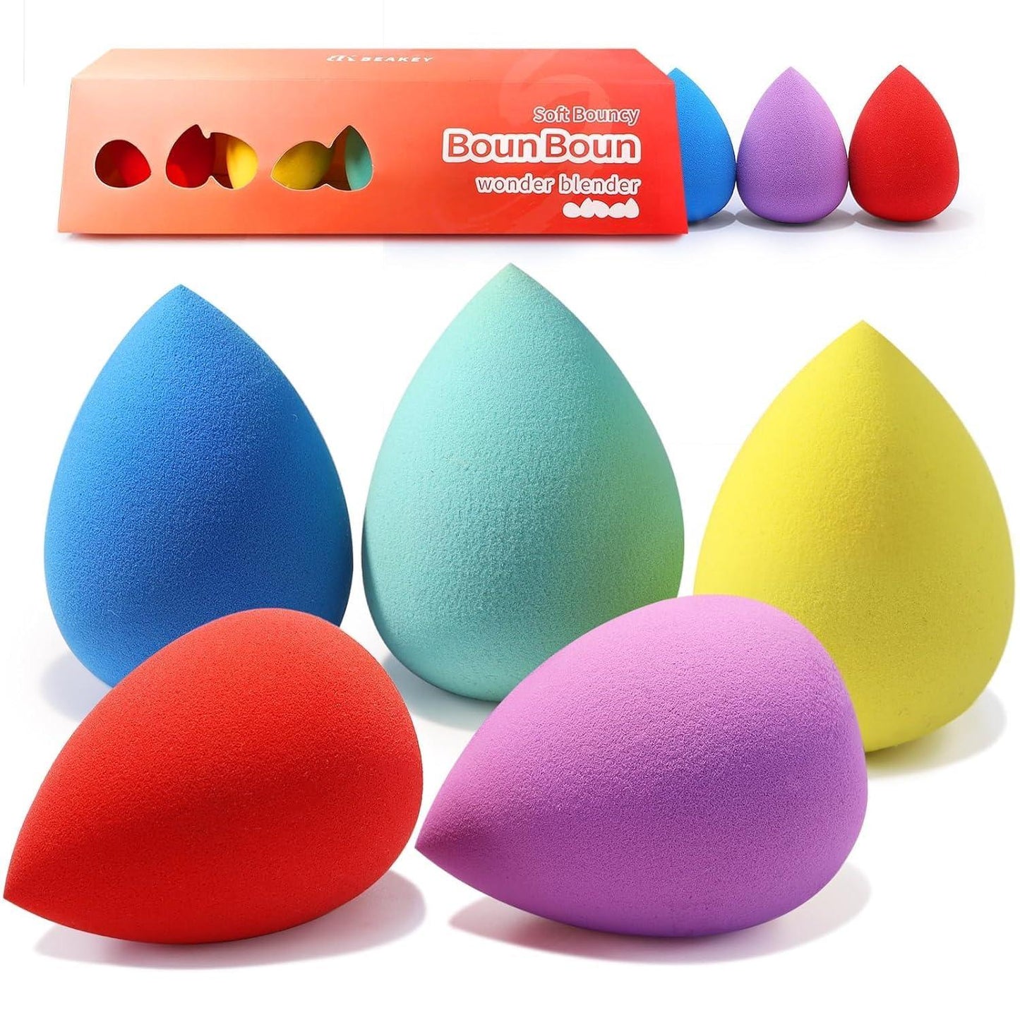 5 Pcs Latex-Free Makeup Sponge Set for Blending Foundation, Liquid, Cream & Powder - Cart Shape