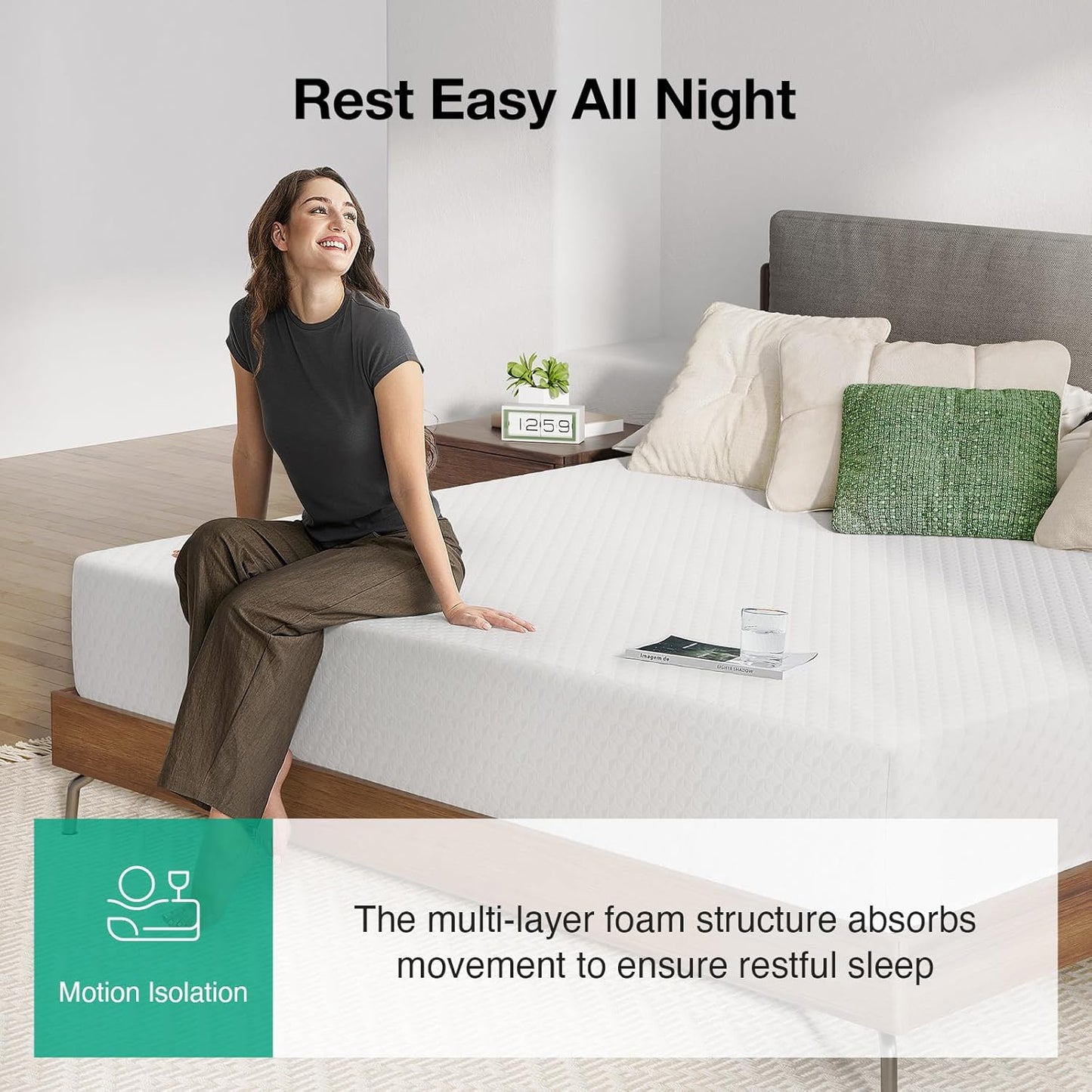 Novilla King Mattress, 12 Inch King Size Memory Foam Mattress with Comfort Foam for Pressure Relief & Cool Fresh Sleep, Removable Washable Cover,Mattresses in a Box,Medium Firm