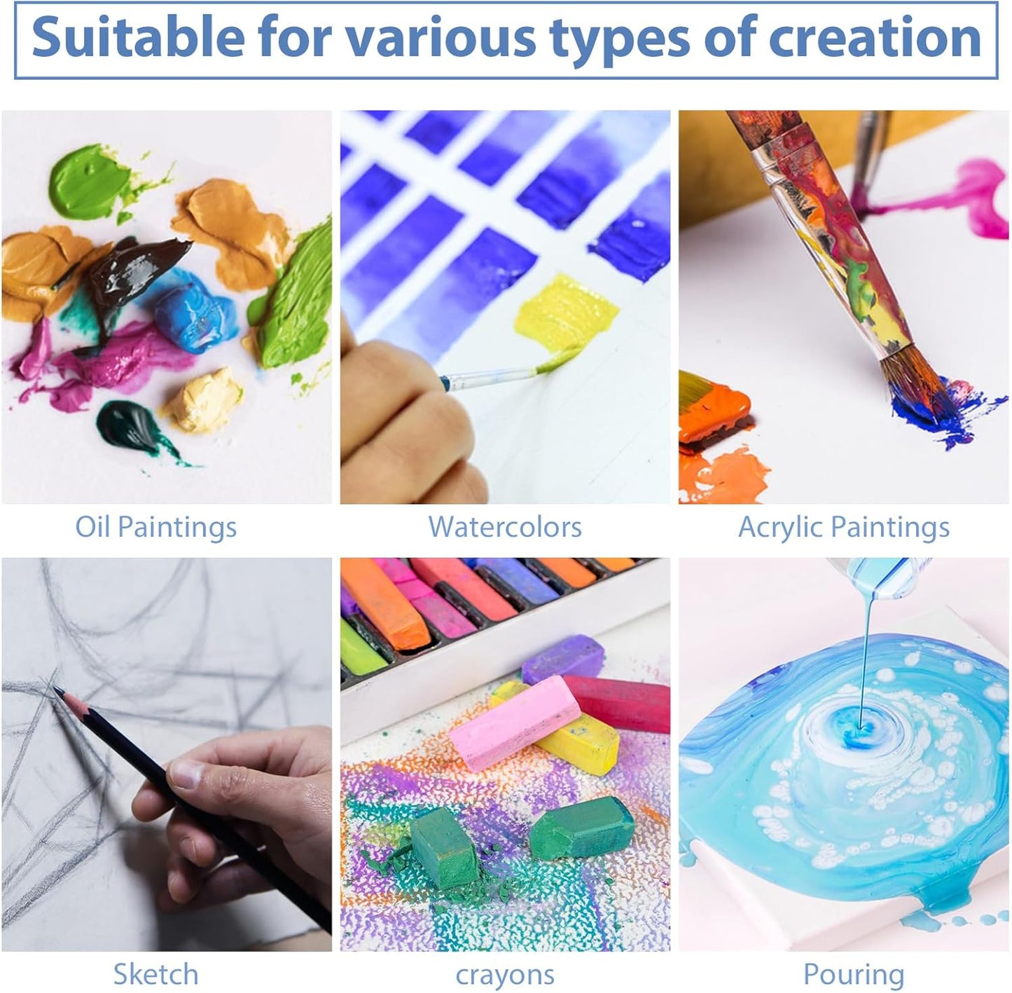 ESRICH Canvas Boards for Painting, 5 Pack Canvases for Painting 8x10 Cotton Primed Acid Free Blank Canvas Panels for Oil Paint, Watercolor, Acrylic Paint, Gouache and Tempera