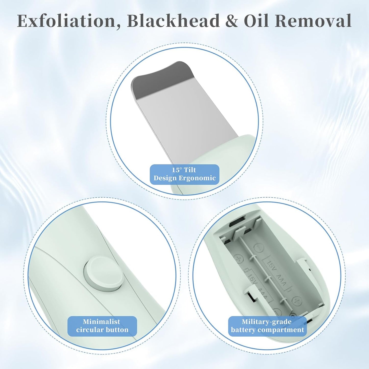 Blackhead Remover Tools, Black Head Remover for Face and Nose, Skin Scrubber Face Spatula Deep Pore Cleaner for Daily Skin Care, Skin Care Tools for Men and Women, Whitehead Removal (Green)