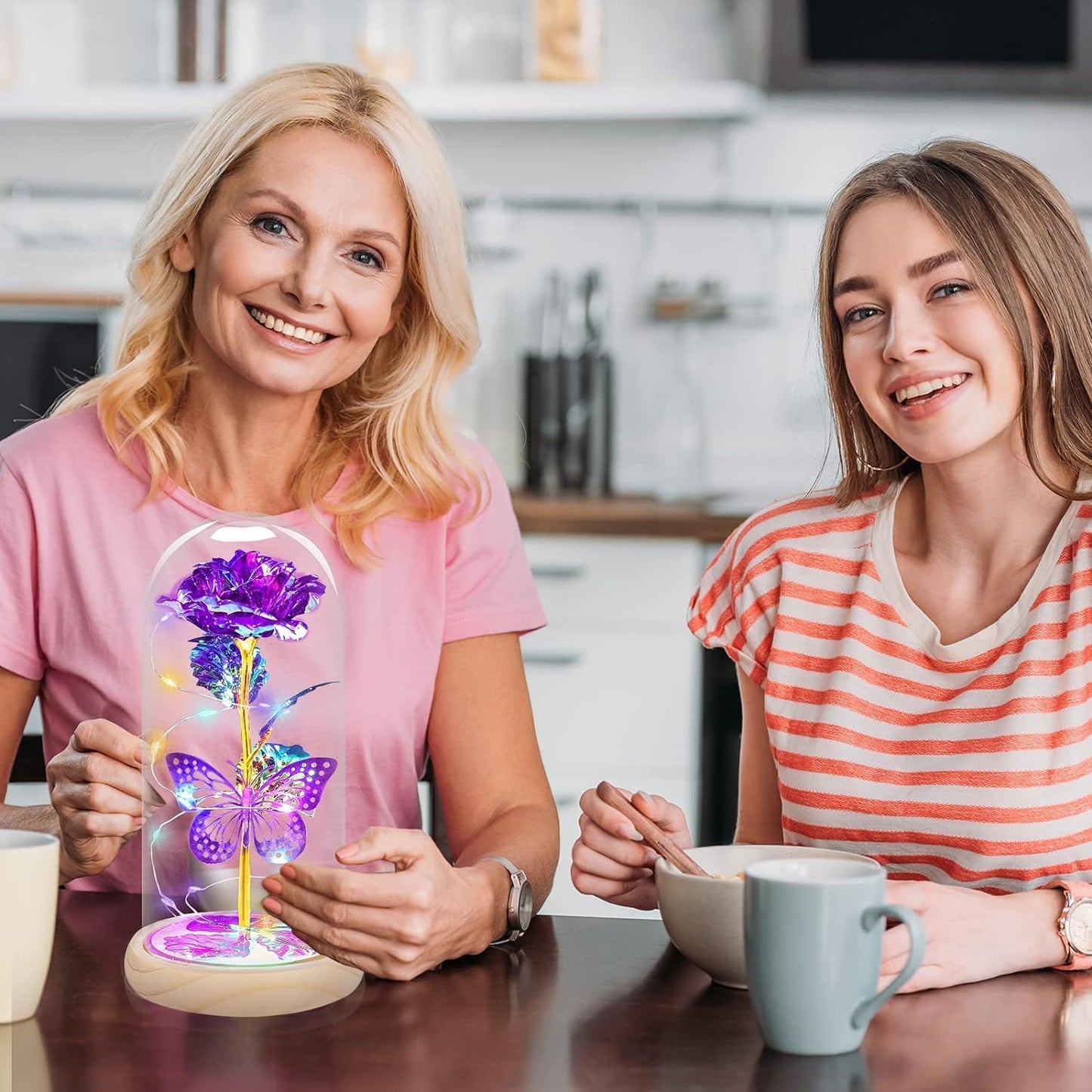 Valentines Day Rose Gifts for Her,Valentines Day Flowers Gifts for Mom Women Girlfriend,Birthday Gifts for Women,Valentines Gifts for Wife,Purple Butterfly Rose Gifts for Valentine's Day Anniversary