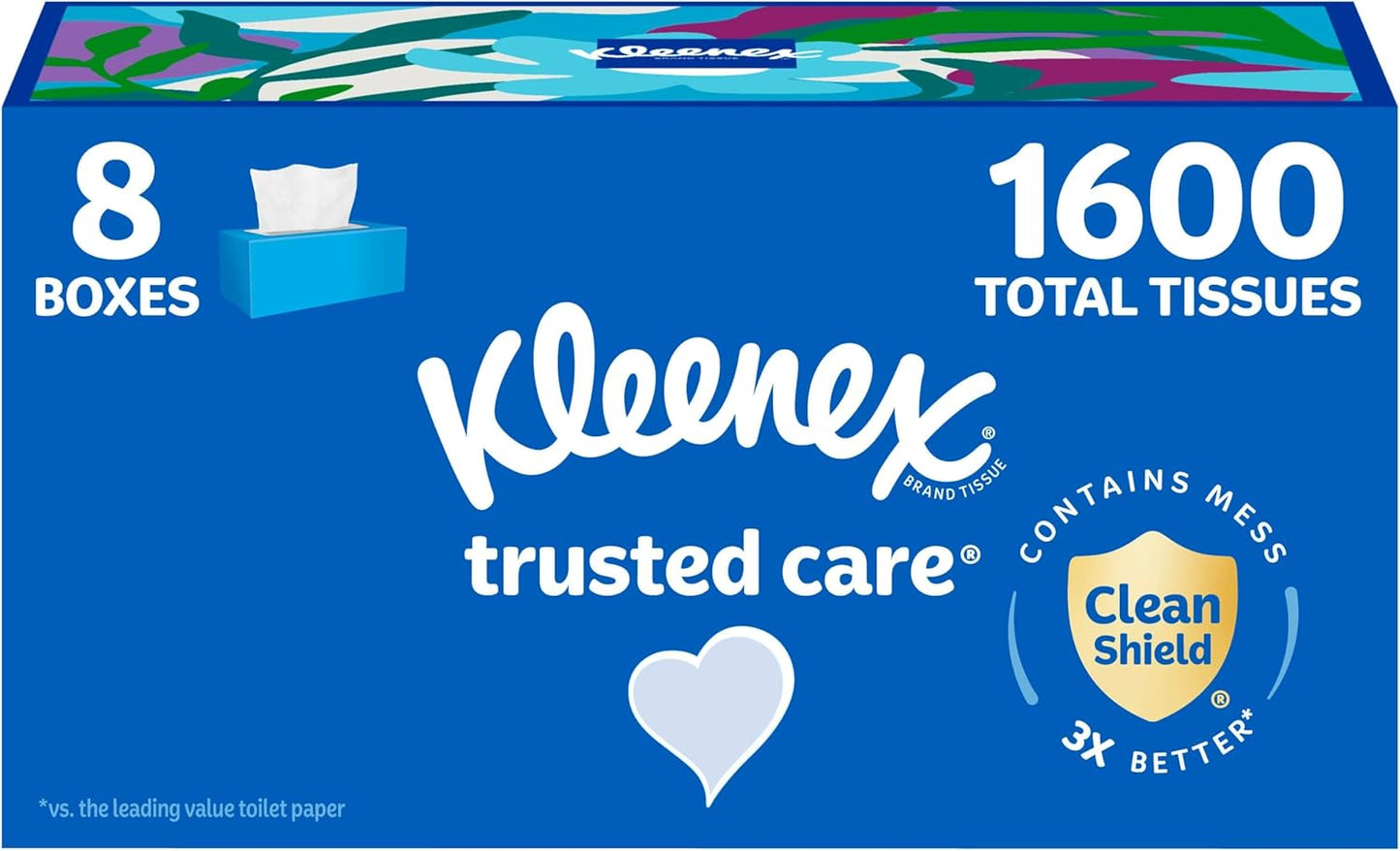 Kleenex Trusted Care Facial Tissues, 8 Flat Boxes, 200 Tissues per Box, 2-Ply, Packaging May Vary