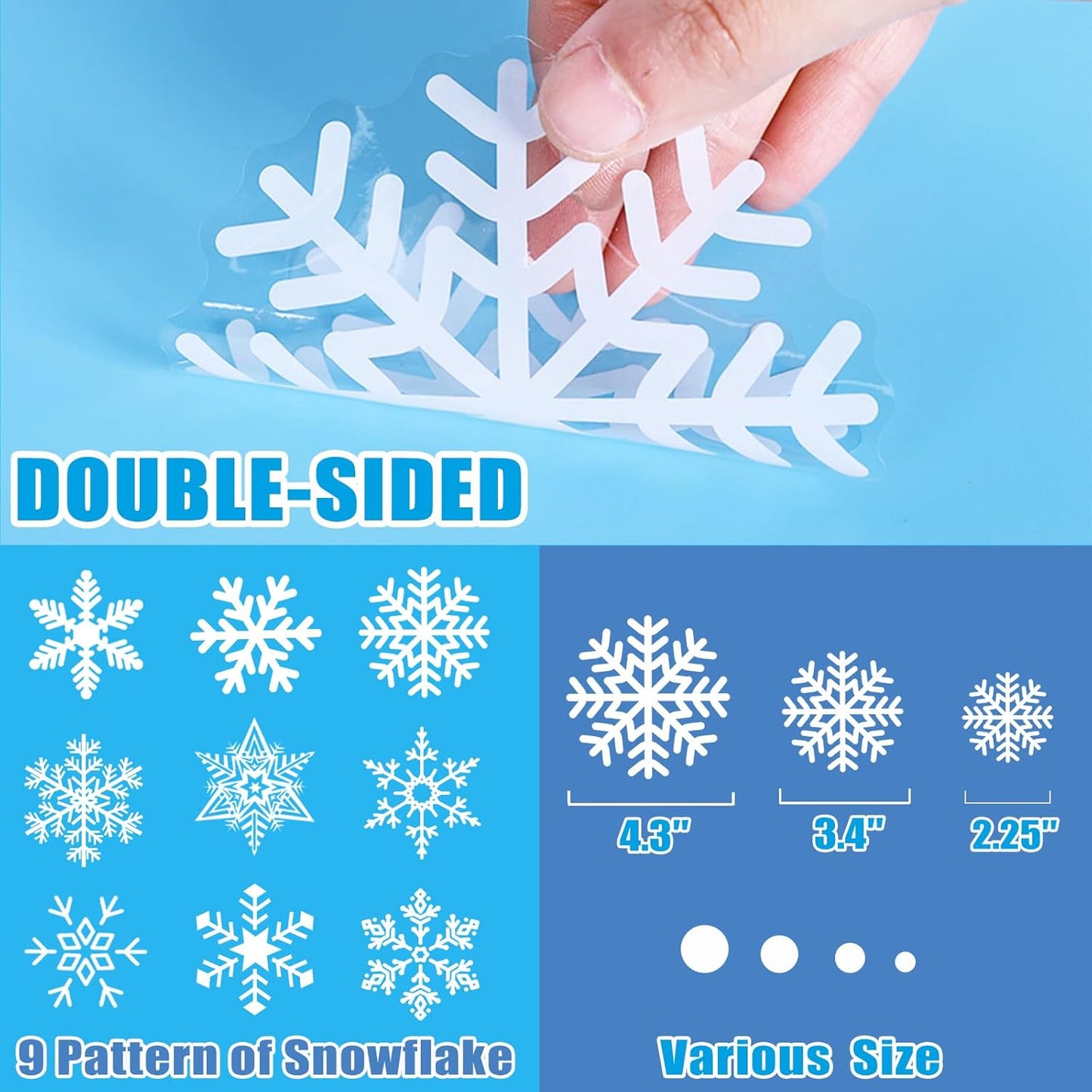 449PCS+ Christmas White Snowflakes Window Clings Decal Stickers Ornaments for Winter New Year Xmas Party Supplies Frozen Wonderland Decorations (10 Sheets)