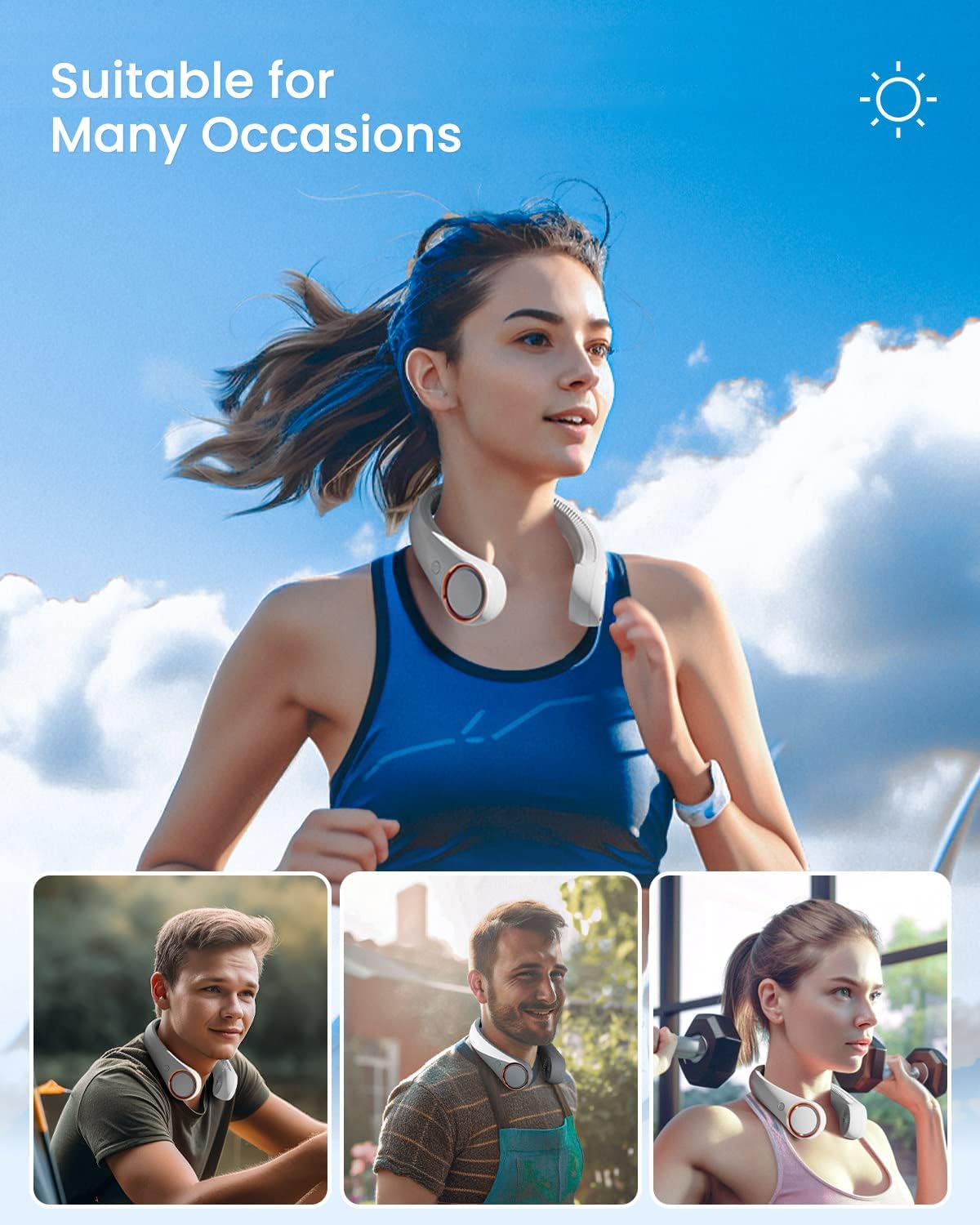 Gaiatop Portable Neck Fan Rechargeable, Hands-Free 360° Cooling, 17hrs Runtime, Battery Powered Personal Wearable Fan Quiet, Summer Outdoor Travel Essentials, Birthday Gifts for Women Men Teens, White