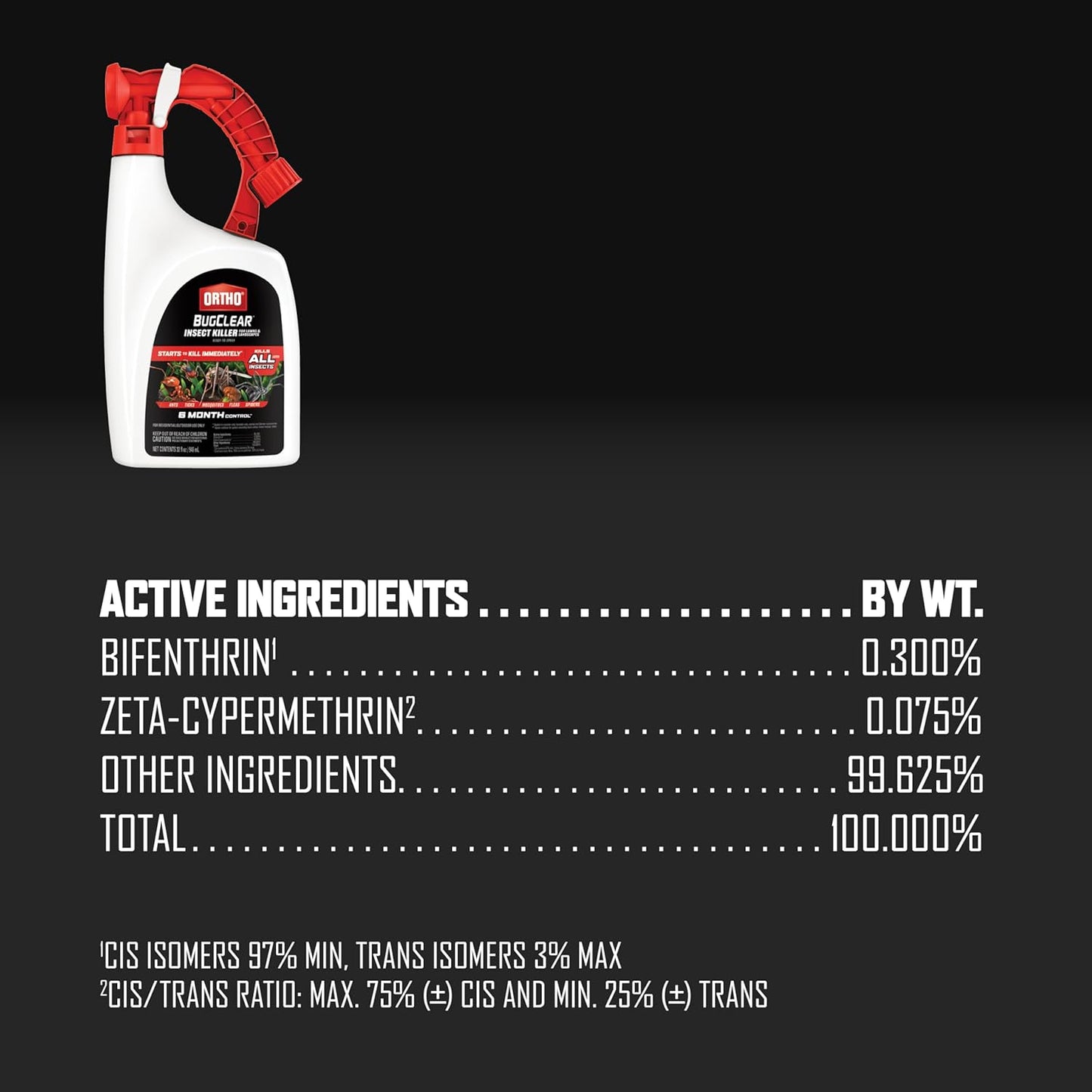 Ortho BugClear Insect Killer for Lawns and Landscapes Ready-to-Spray, Kills Periodical Cicadas, Mosquitoes, Ants, Spiders, Fleas, Ticks and More, 32 oz.