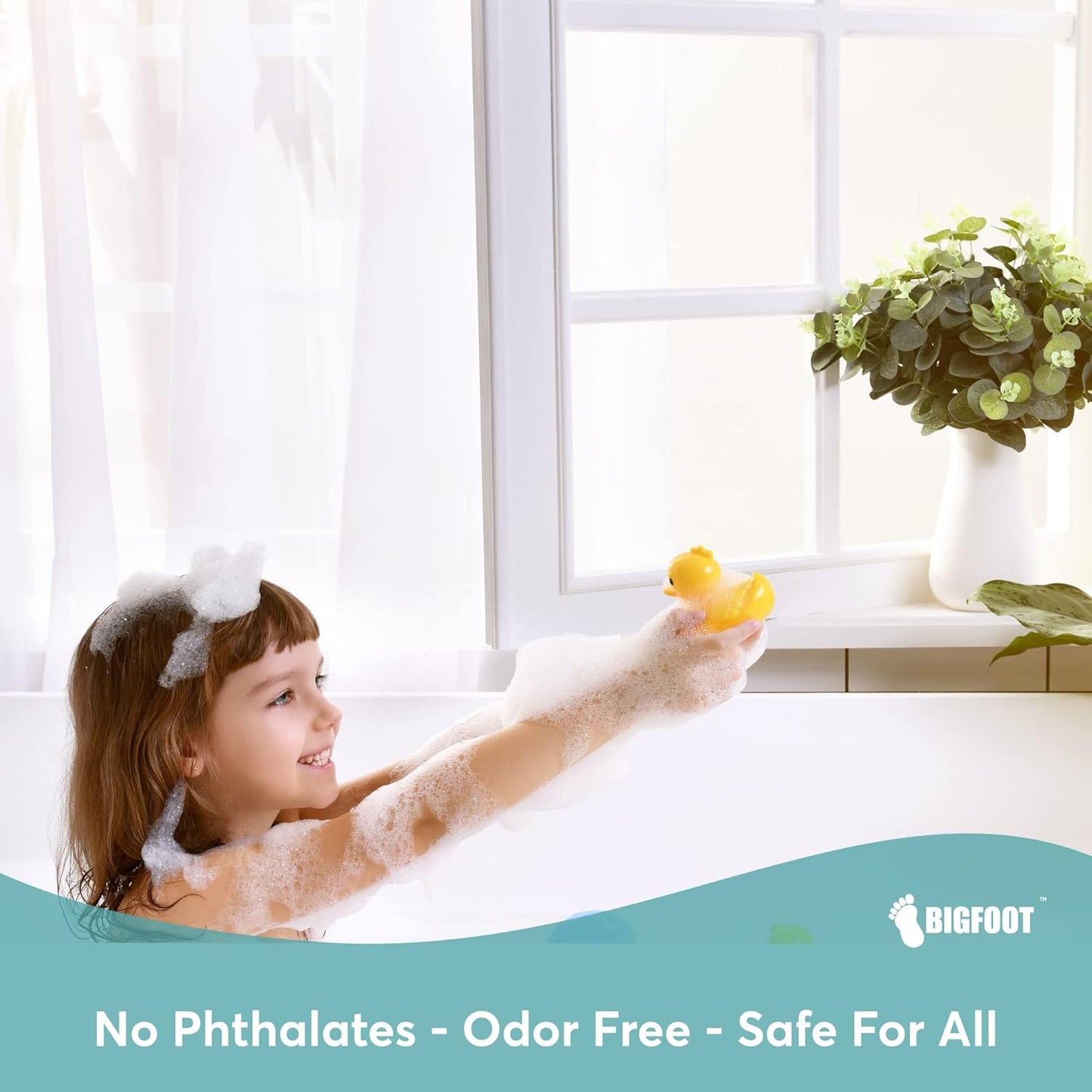 BigFoot Clear Shower Curtain Liner - 72x72 Odorless Plastic with Magnets, Washable Long Bathroom Curtain - Premium PEVA Waterproof Bath Shower Liner, Rust-Proof Bathroom Essentials