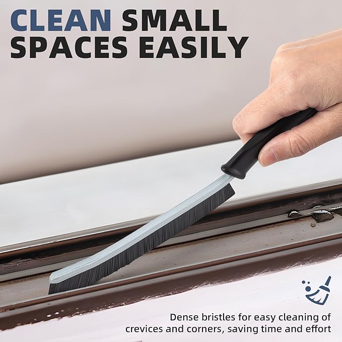 Hard Bristle Crevice Cleaning Brush - Cleaning Tools for Household Use, Multifunctional Gap Cleaning Supplies for Kitchen, Bathroom, Toilet, Window, Vehicle, Faucets, Grout, Home (Black)