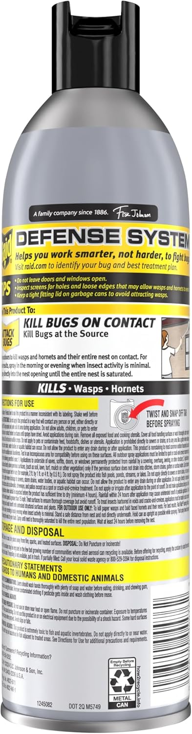 Raid Max Foaming Wasp & Hornet Killer, Fast Coverage Foam, Bug Killer Kills The Entire Nest, 16.5 oz