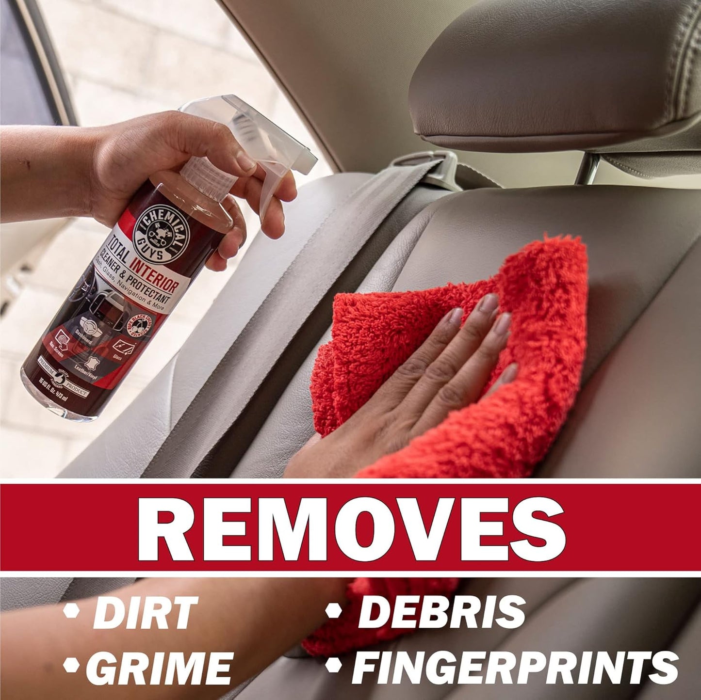 Chemical Guys Total Interior Cleaner and Protectant - Black Cherry Scent, Cleans and Protects Leather, Vinyl, Plastic, Rubber, Glass, and Fabric, Safe for Cars, Trucks, SUVs, RVs, and More - 16 oz