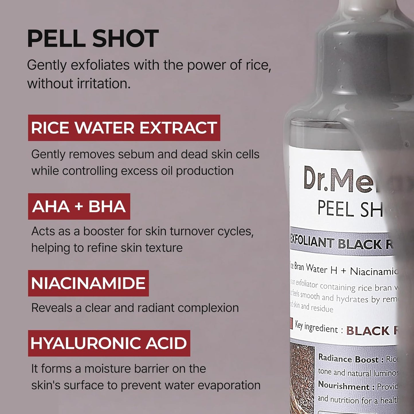 Peel Shot Glow Black Rice Ampoule - Soft Exfoliating Scrub & Blackhead Remover 80ml - Cart Shape