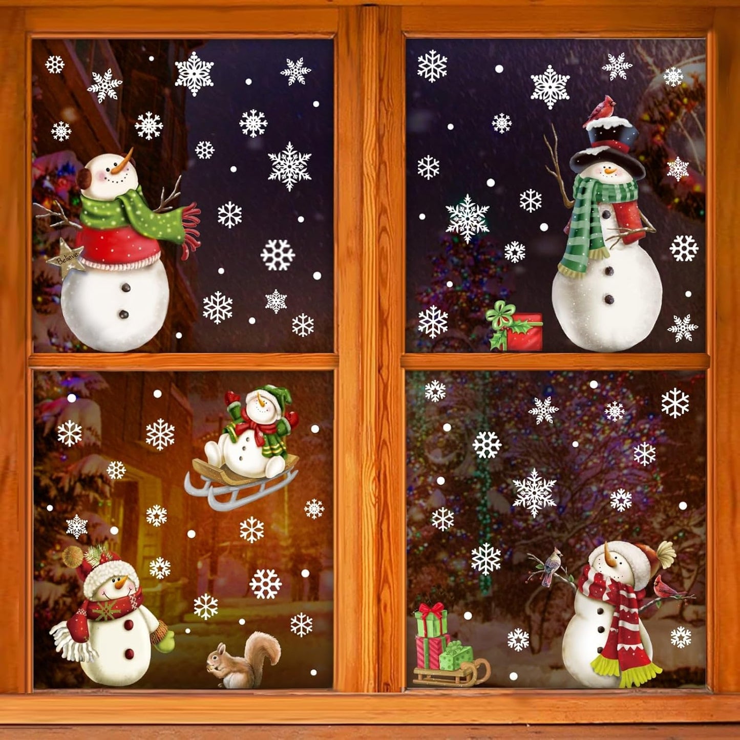 Christmas Snowflake Stickers,Snowman Decals,Window Stickers for Windows Glass,Winter Window Cling,Christmas Decorations Holiday,Christmas Window Clings (Snowman)