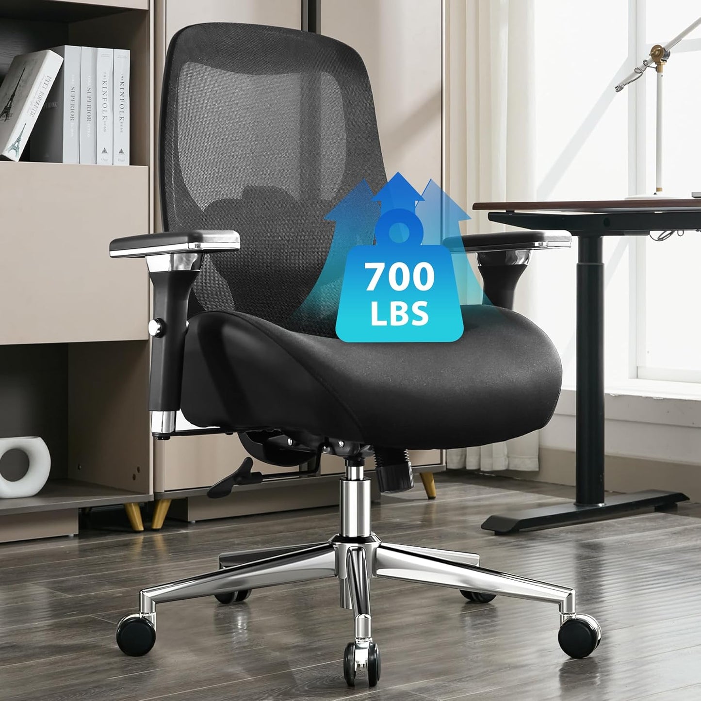 BOSMILLER 700lbs Big and Tall Office Chair with Wide Thick Seat Cushion for Sitting All Day,Ergonomic Mesh Desk Chair with Adjustable Lumbar Support for Heavy People,4D Armrests