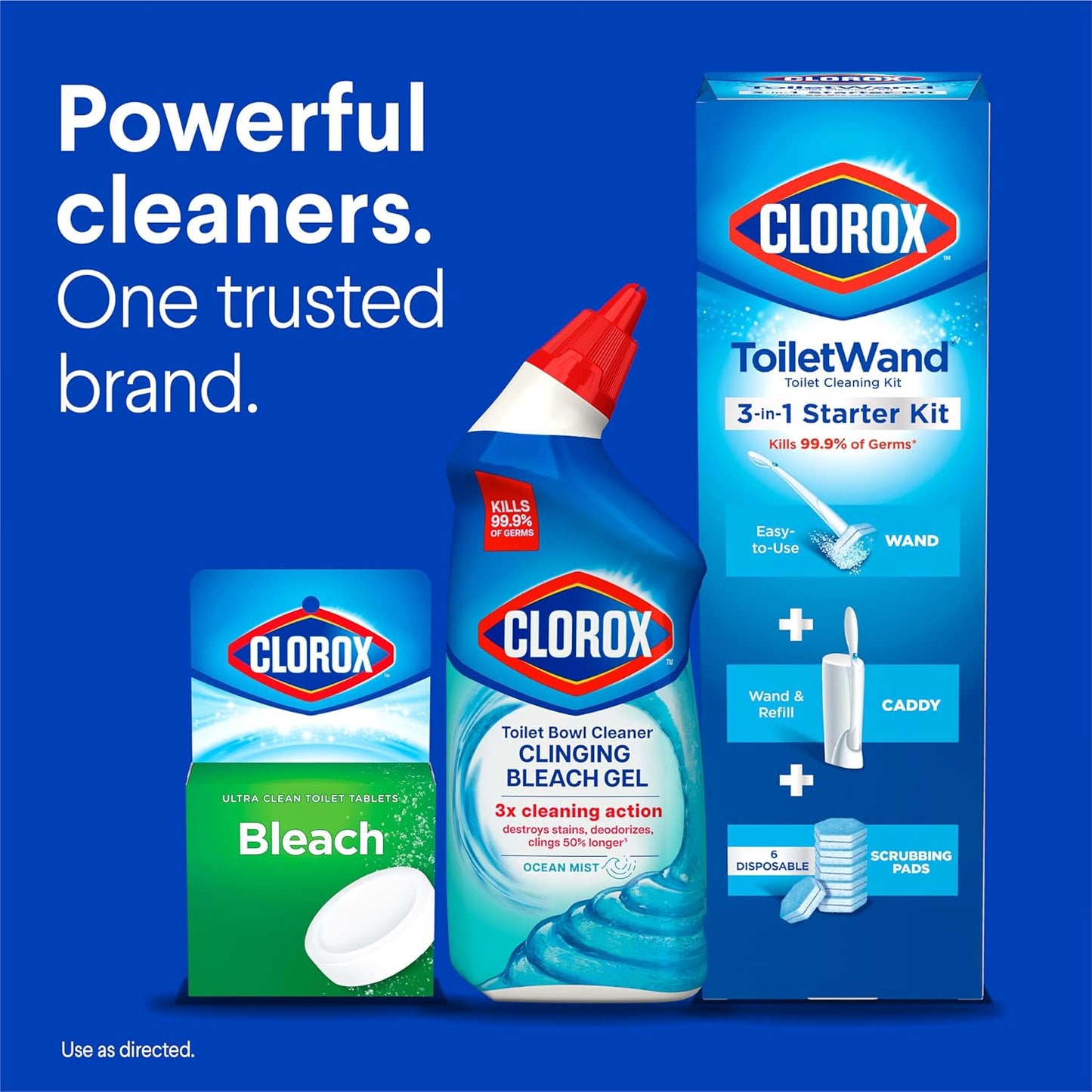 Clorox Toilet Bowl Cleaner, Clinging Bleach Gel, Ocean Mist - 24 Ounces, Pack of 2
