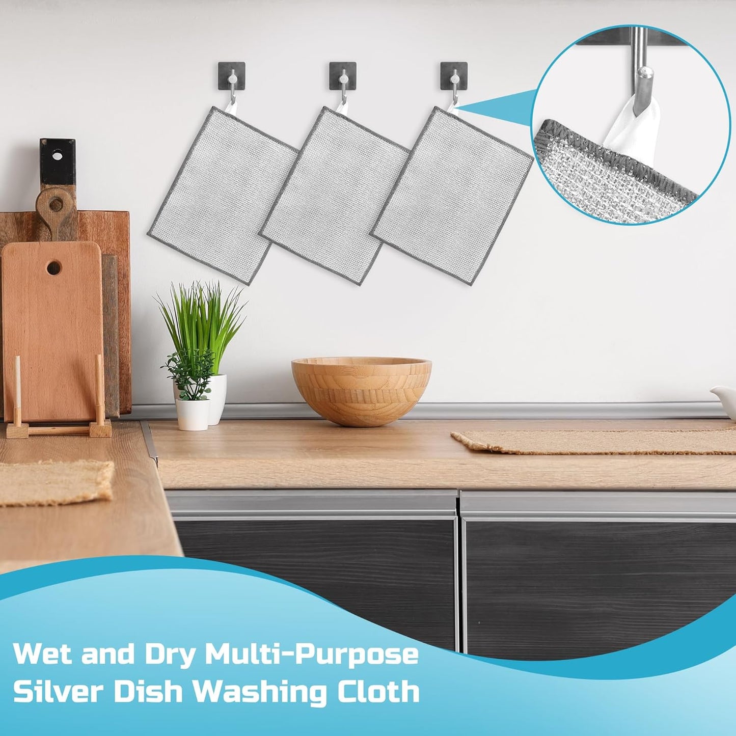 Forggon10 Pcs New Upgrade 3-Layer Metal Dish Cloth, No Scratches and No Odor, Multipurpose Wire Dishwashing Rag for Wet and Dry, Kitchen Cleaning DishRags,Sinks,Dishes,Stove Top, Dimensions(7.08X8.86)