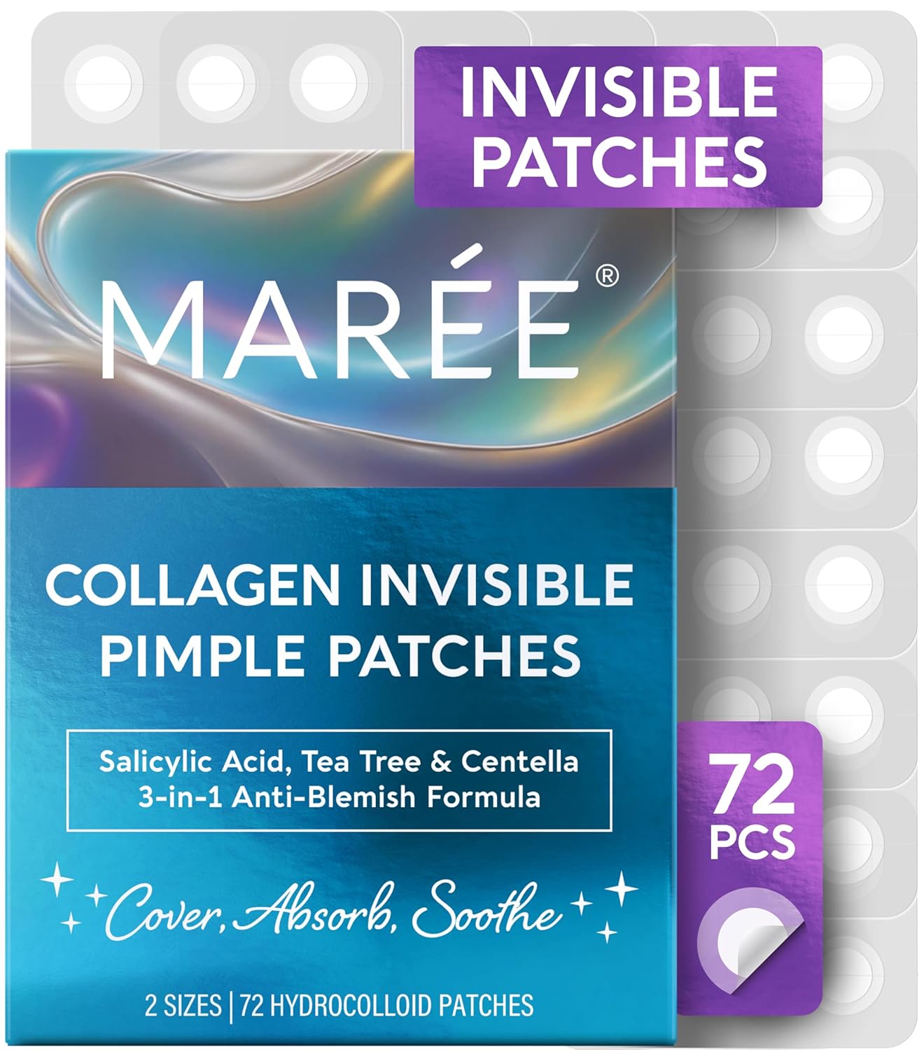 MAREE Pimple Patches for Face - Acne Clearing Device - Clear Acne Patches for Face - Invisible Hydrocolloid Patch Parches Para Acne Stickers Zit Dots - Cystic Zit Healing Blemish Pinple Covers