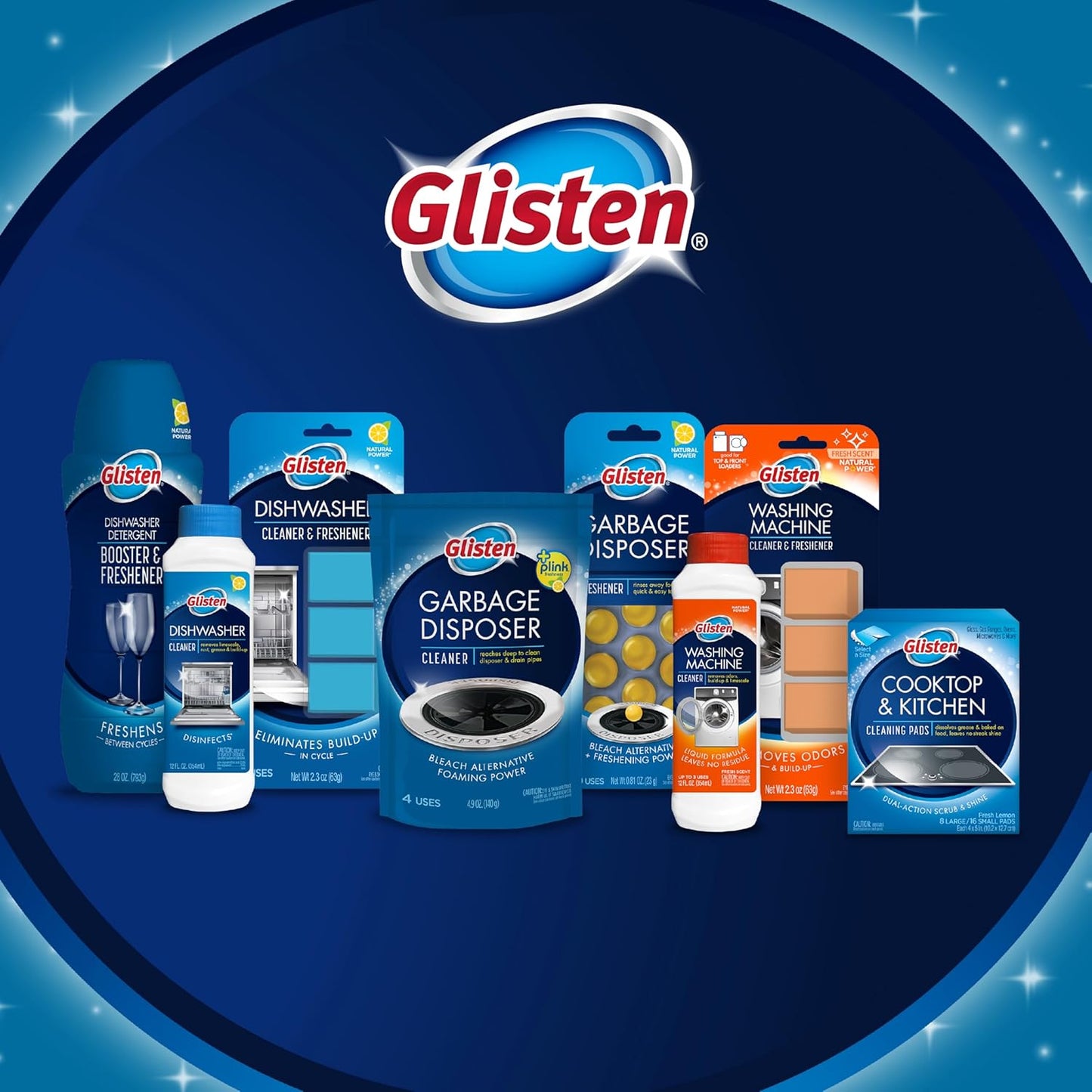 Glisten Garbage Disposer Freshener, Sink Disposal Odor Eliminator, Quick and Easy-to-Use, Lemon Scent, 10 Capsules