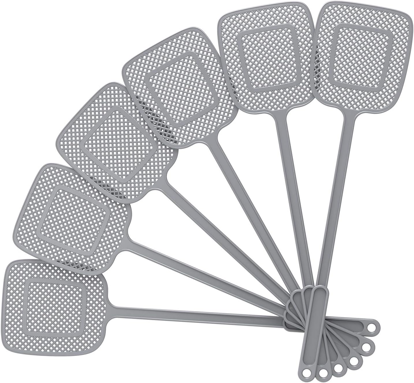 MR.SIGA Heavy Duty Long Handle Fly Swatter, Gray, 6 Pack