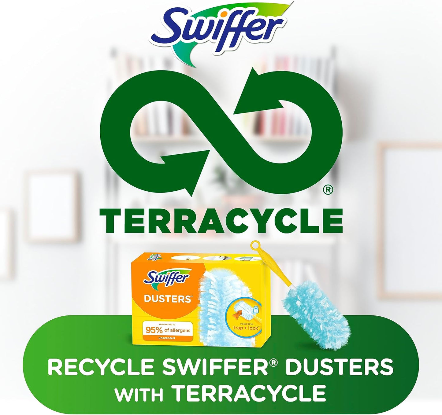 Swiffer Dusters Refill for Cleaning, Made by SWIFFER, Feather & Microfiber Duster Disposable Alternative, for Dusting Furniture, Blinds, Ceiling Fans, Walls, Helps Remove Allergens, Unscented, 18ct
