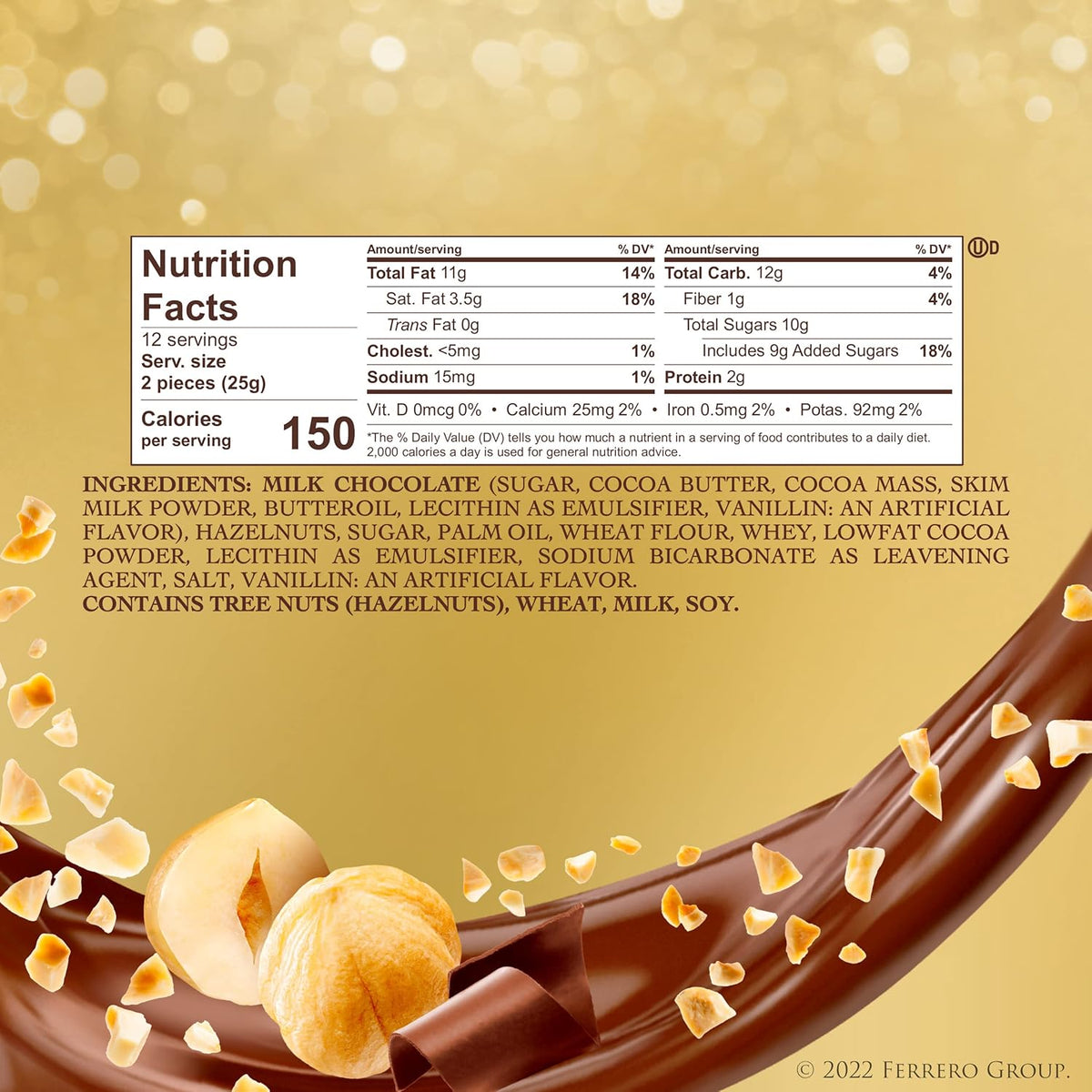 Ferrero Rocher Gourmet Hazelnut Milk Chocolate Valentine's Day Gift Box, 24 Individually Wrapped Chocolates for Gifting, 10.6 oz
