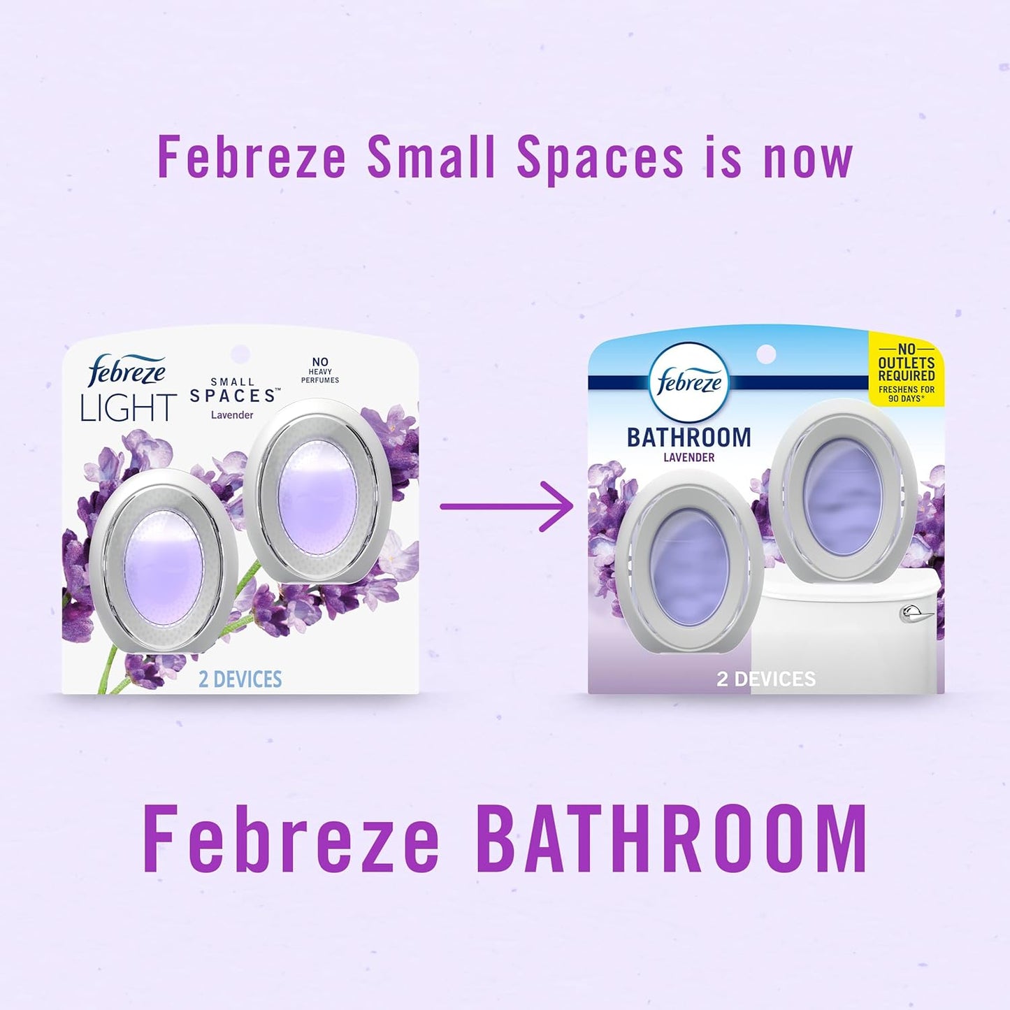 Febreze Small Spaces Air Freshener, Odor-Fighting, Plug In Alternative, Air Fresheners for Home and Bathroom and Kitchen, Closet Air Fresheners, Light Lavender Scent, 2 Count