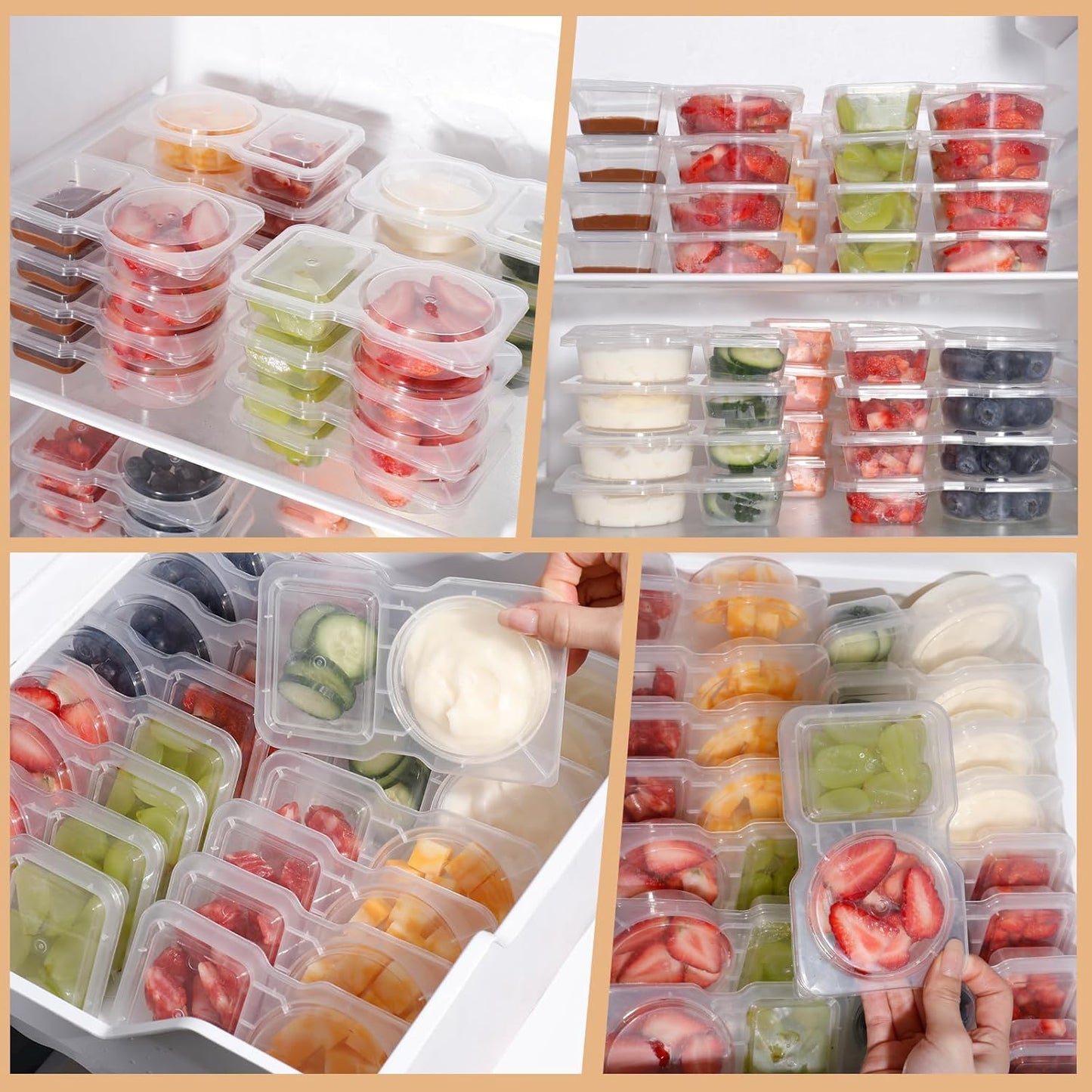 Reusable Snack Containers with Lids: Snack Containers 20Pcs - Snackle Box Container Portion Control - Snack Pack Containers - Double Compartment Snack Containers for On the Go - Travel Essentials