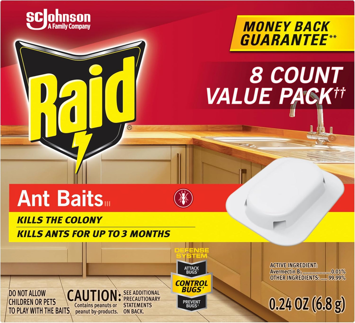 Raid Ant Killer Baits, Child Resistant Bug Killer for Indoor Home Use, 0.24 Oz, 8 Count