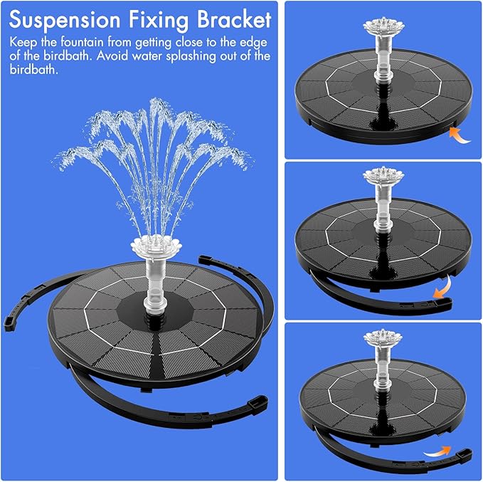 AISITIN 3.5W Solar Fountain Pump for Water Feature Outdoor DIY Solar Bird Bath Fountain with Multiple Nozzles, Solar Powered Water Fountain for Garden, Ponds, Fish Tank and Aquarium - Cart Shape