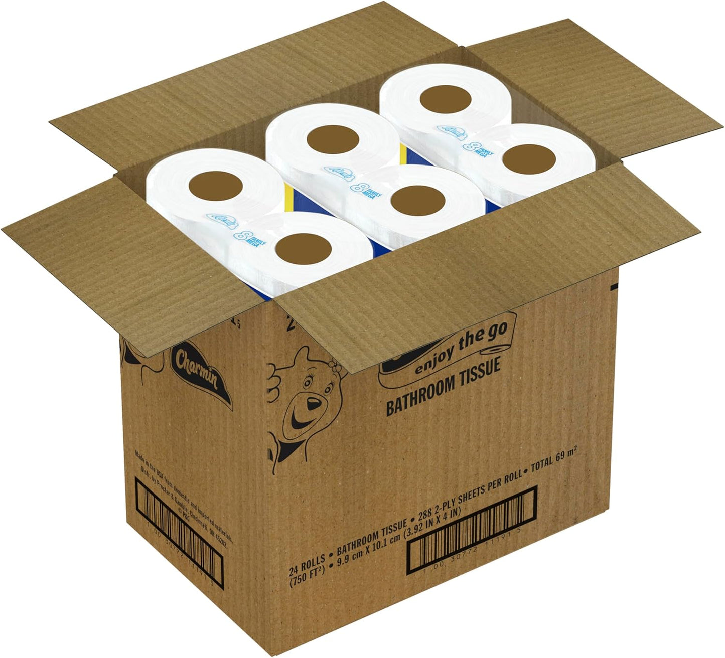 Charmin Ultra Soft Cushiony Touch Toilet Paper, 24 Family Mega Rolls = 123 Regular Rolls