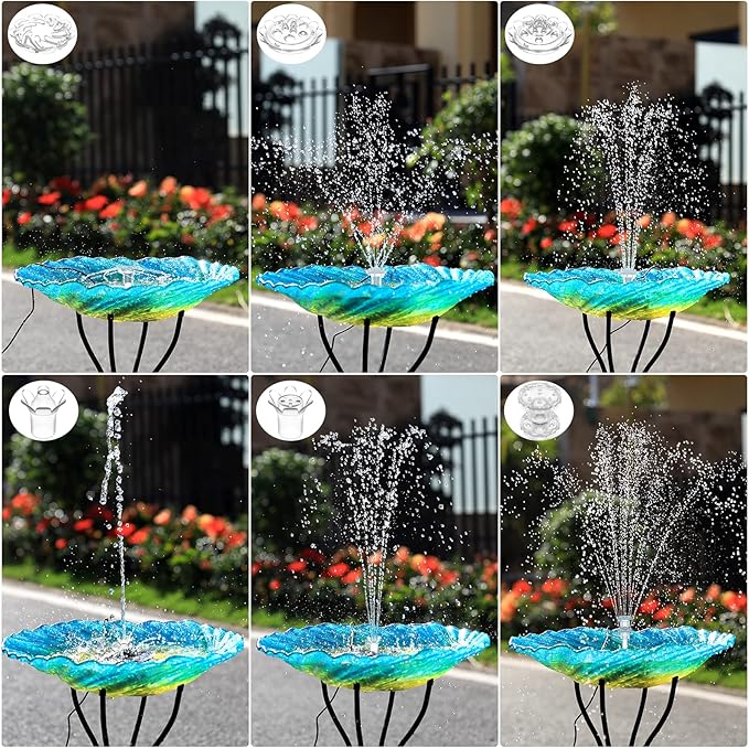 AISITIN 3.5W Solar Fountain Pump for Water Feature Outdoor DIY Solar Bird Bath Fountain with Multiple Nozzles, Solar Powered Water Fountain for Garden, Ponds, Fish Tank and Aquarium - Cart Shape