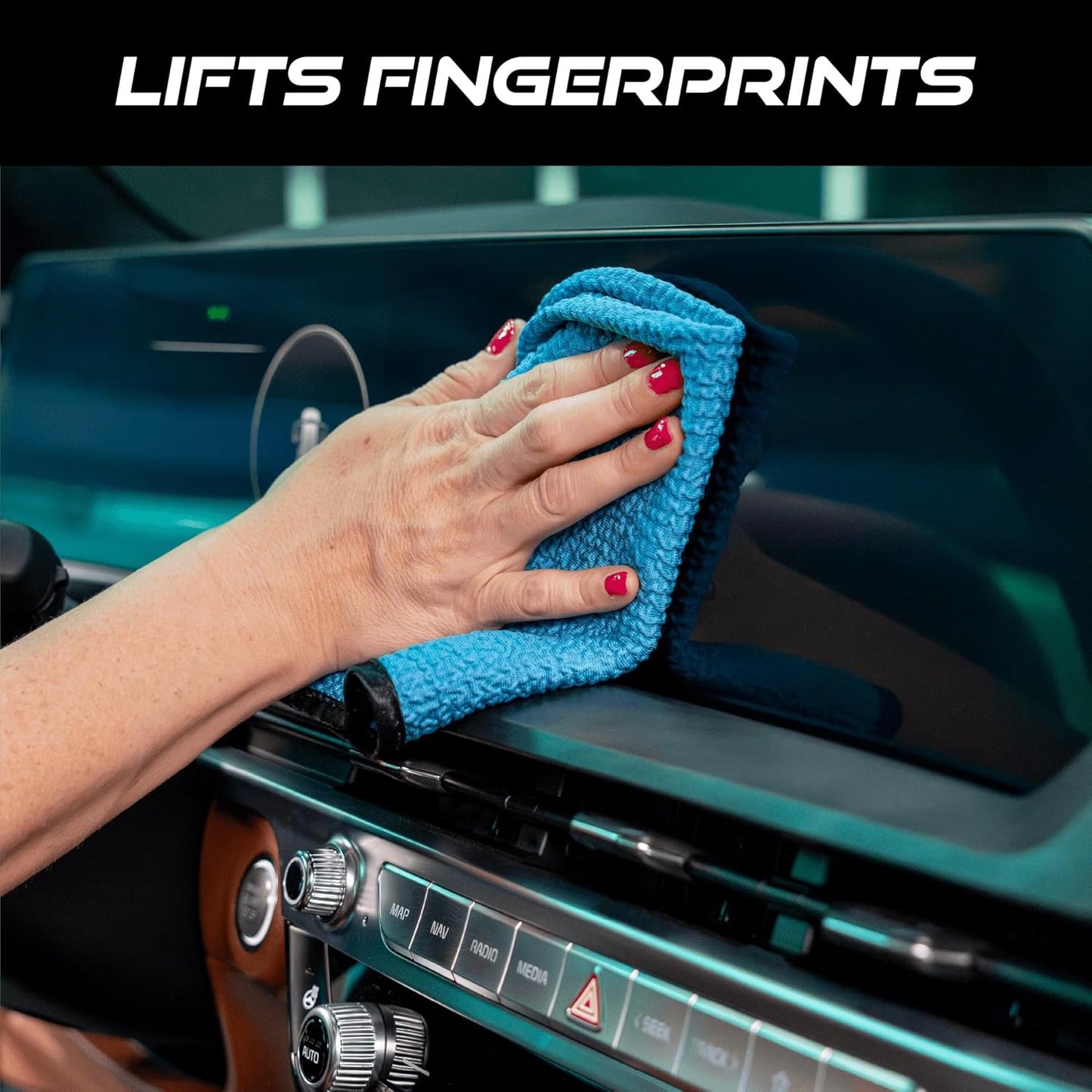 VIKING Glass Microfiber Cleaning Cloth for Car and Home 2 Pack, Glass Towels for Mirror, and Picture Frames, and Car Detailing Kit, 16 inch x 16 inch, Blue