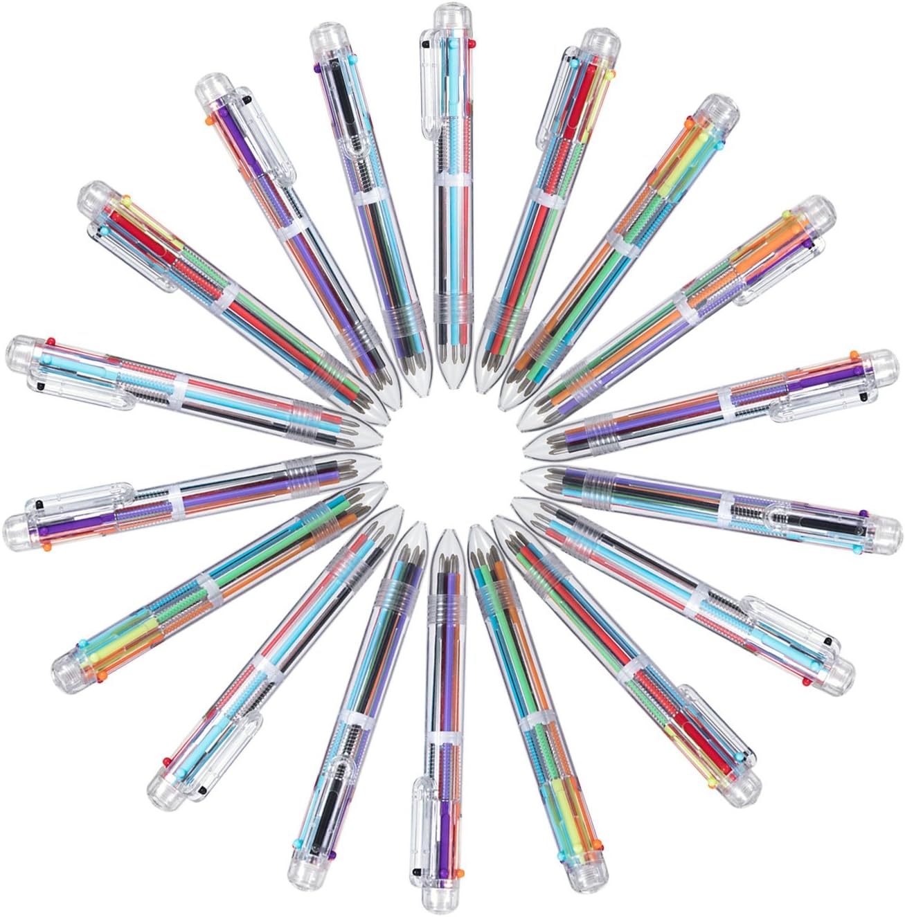 Favide 22 Pack 0.5mm 6-in-1 Multicolor Ballpoint Pen,6-Color Retractable Ballpoint Pens for Office School Supplies Students Children Gift,Kids Party Favors