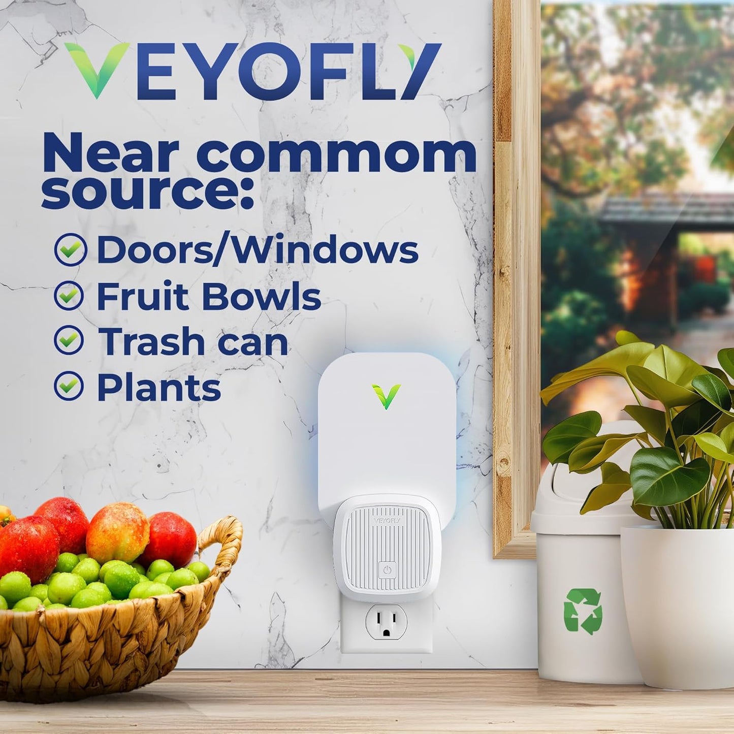 VEYOFLY Fly Trap Indoor, Fruit Fly Traps for Indoors Flying Insect (2 Device + 6 Refills) Gnat Traps for House Indoor, Bug Zapper Indoor, Gnat Killer Catcher & Fruit Fly Killer Light Plug in