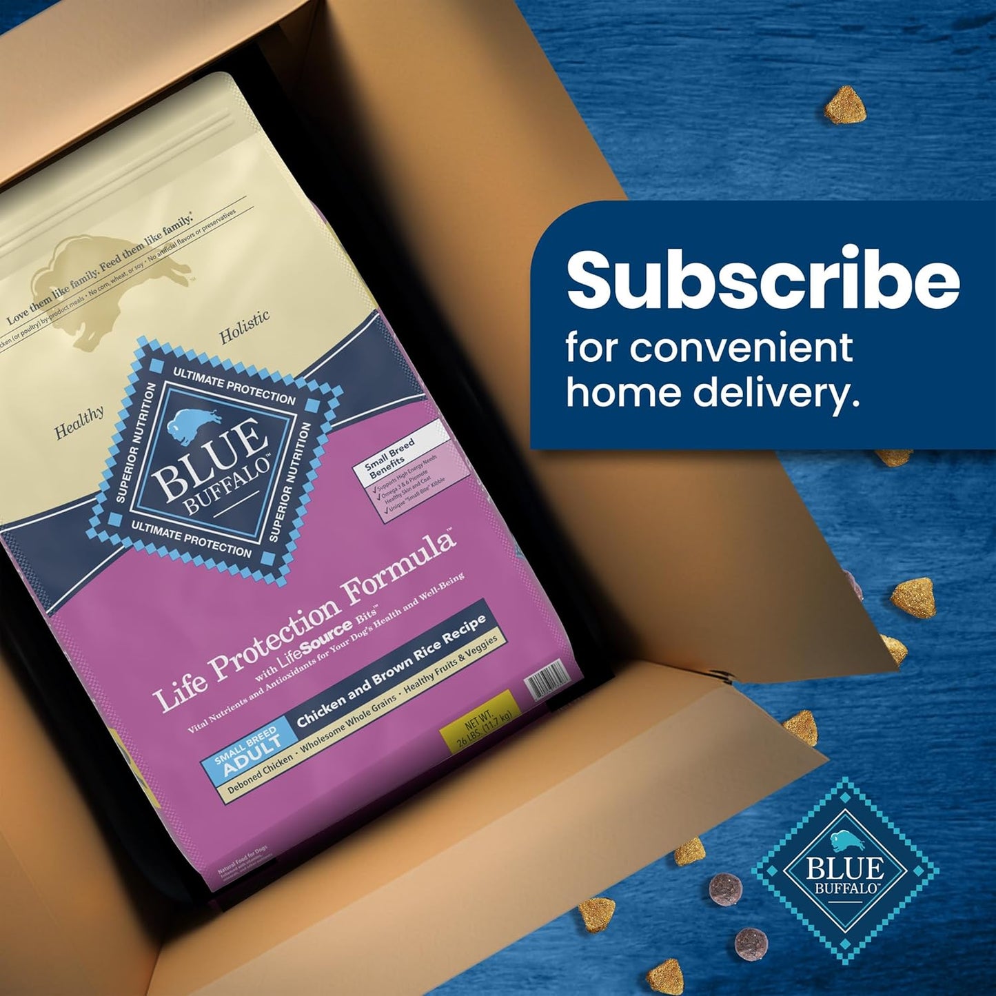 Blue Buffalo Life Protection Formula Adult Small Breed Dry Dog Food, Supports High Energy Needs, Made with Natural Ingredients, Chicken & Brown Rice Recipe, 5-lb. Bag - Cart Shape