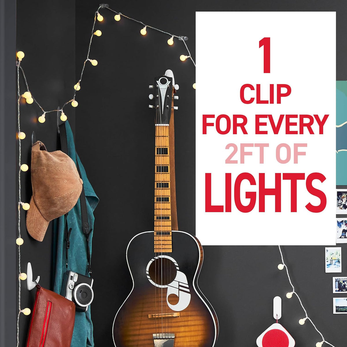 Command Indoor Mini Light Clips, Damage Free Hanging Christmas Light Clips, Mini Wall Clips for Hanging Indoor Christmas Decorations, Lights and Cables, 45 Clear Clips and 54 Command Strips