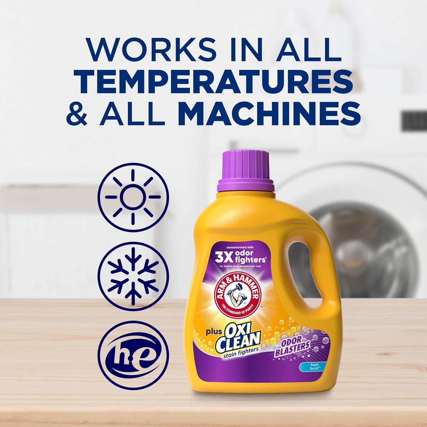 ARM & HAMMER Plus OxiClean Odor Blasters Fresh Burst, 77 Loads Liquid Laundry Detergent, 100.5 Fl oz